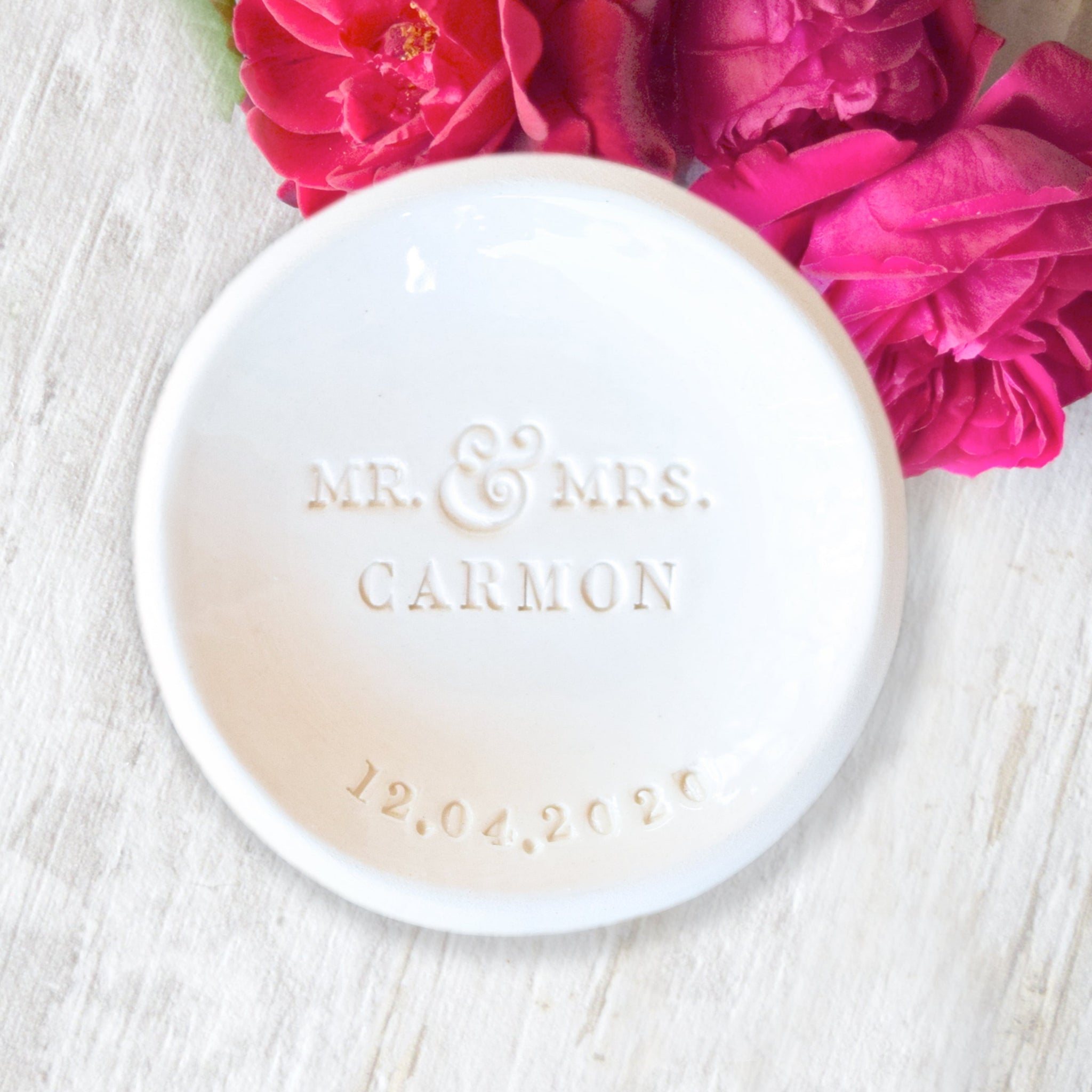 Personalized Ring Dish with Mr & Ms Name and Date, Wedding Anniversary Gift