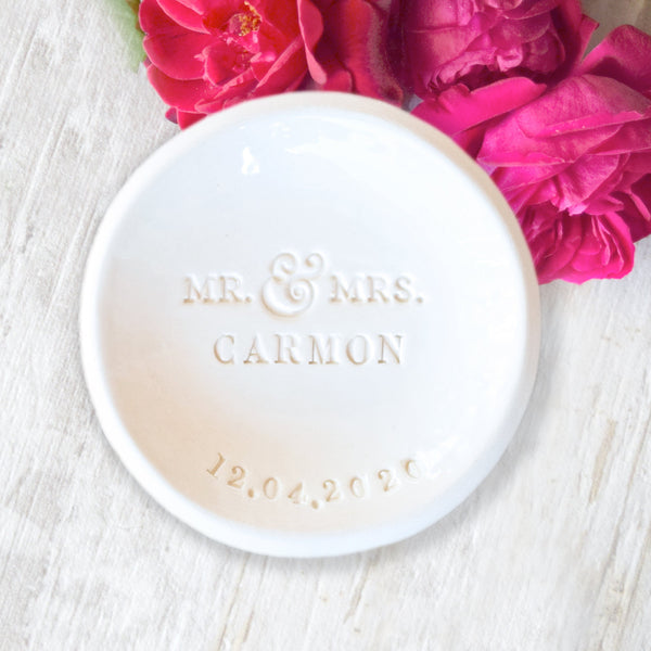Personalized Ring Dish with Mr & Ms Name and Date, Wedding Anniversary Gift