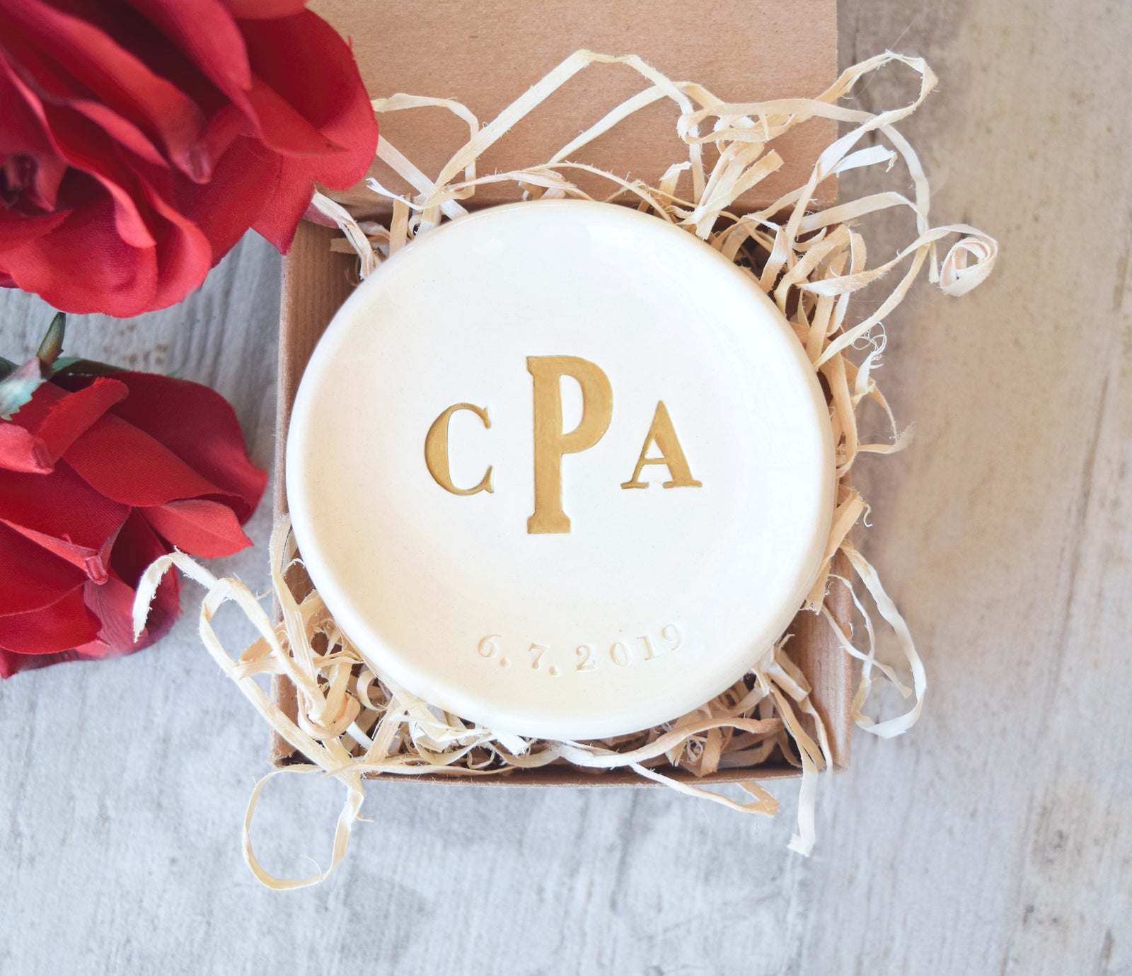 Ceramic Personalized Plates, Custom Engagement Ring Dish Wedding Gifts