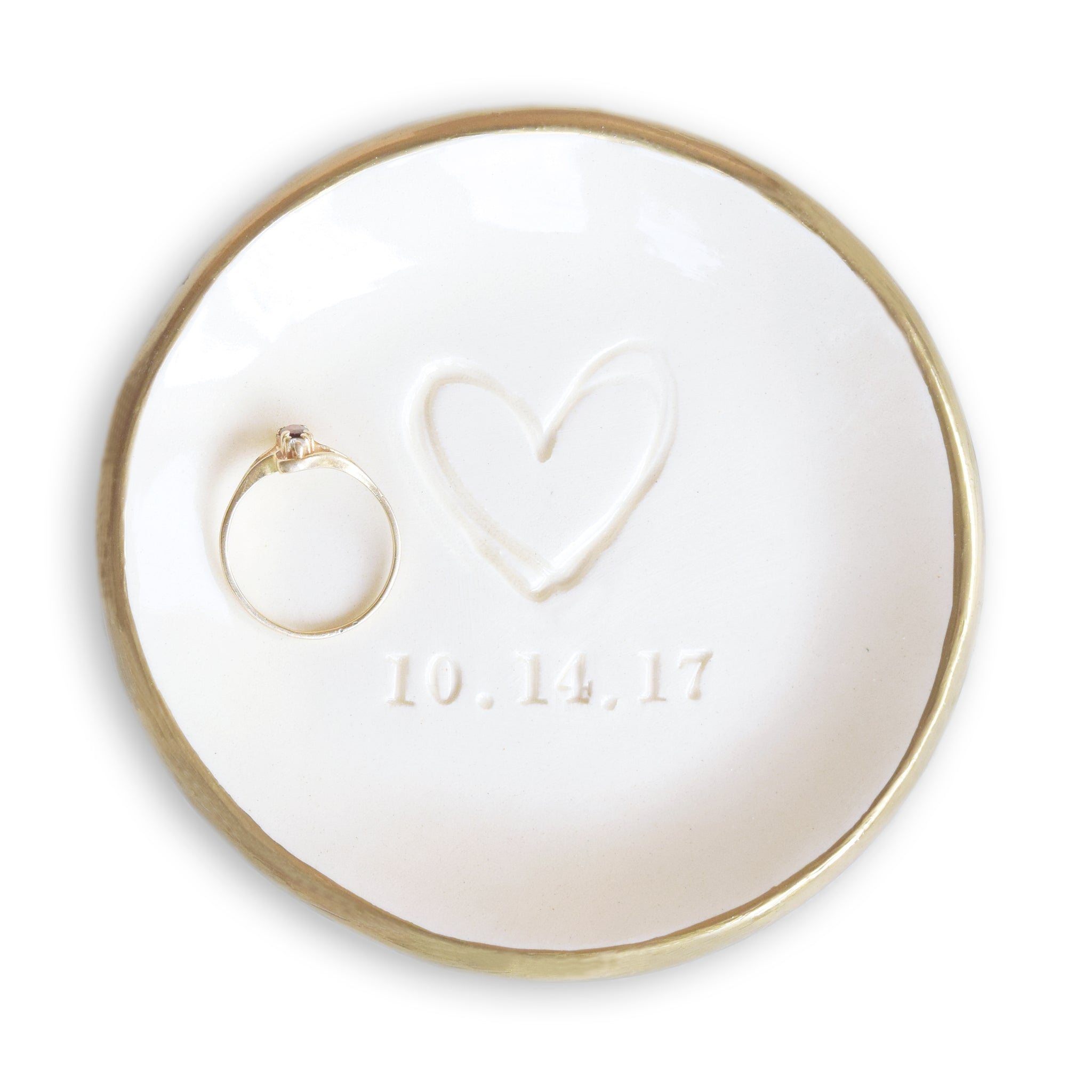 Elegant White & Gold Ring Dish for Newlyweds & Married Couples