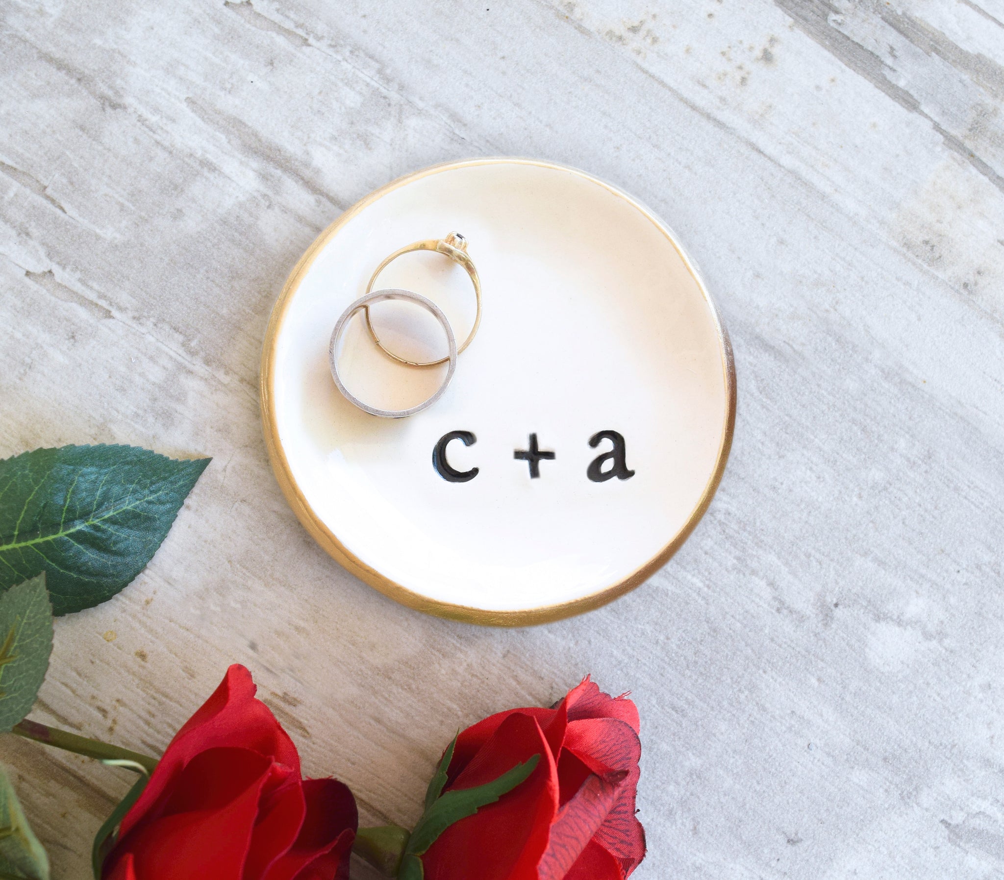 BUNDLE Personalized Trinket Dish, Wedding Ring Holder, Engagement