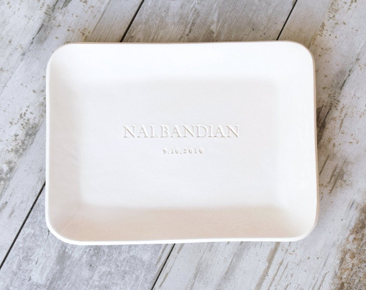 Custom Names Plate Personalized Pottery Platter, Ceramic Serve