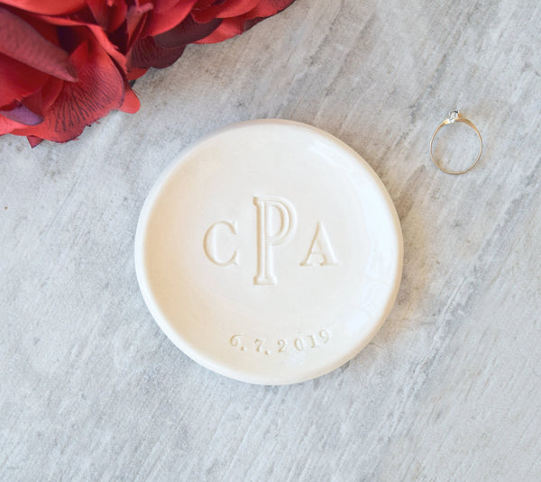 Monogram Bowl Personalized Ring Dish with Initials Date Wedding Gift ...